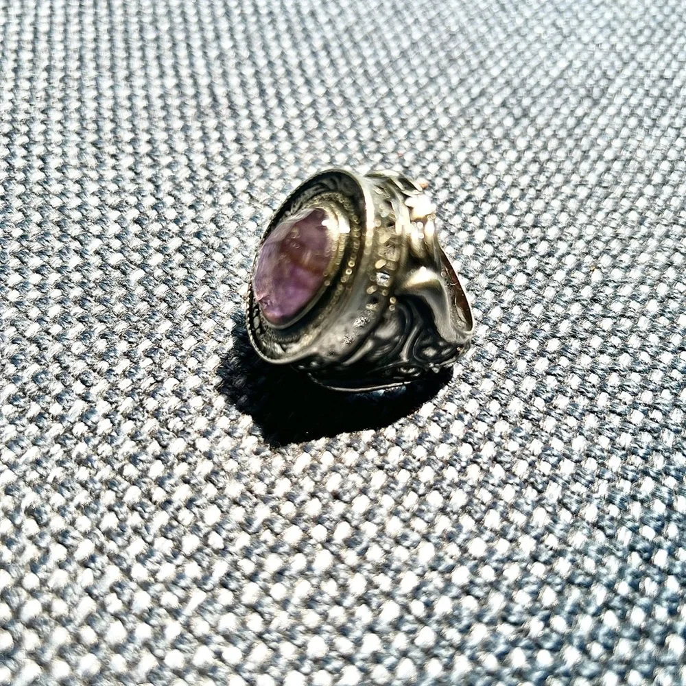 sterling silver amethyst ring.  30 grams of silver.